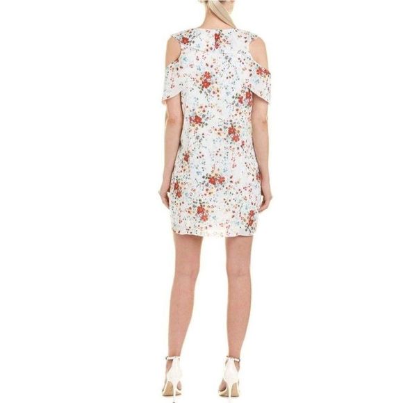 Parker White Spring Ditsy Floral Ruffle Mini Dress - Picture 2 of 10